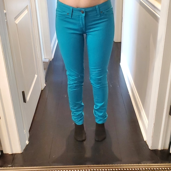 RON HERMAN| Womens colored denim in ocean blue, cigarette straight leg| size 28 - Picture 8 of 8